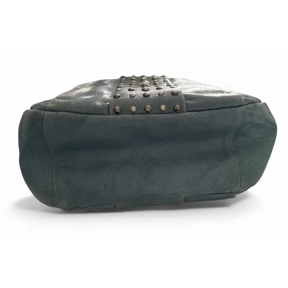 Brighton Hobo Handbag Bag Purse Braided Handle Silver Grommets Blue Turquoise